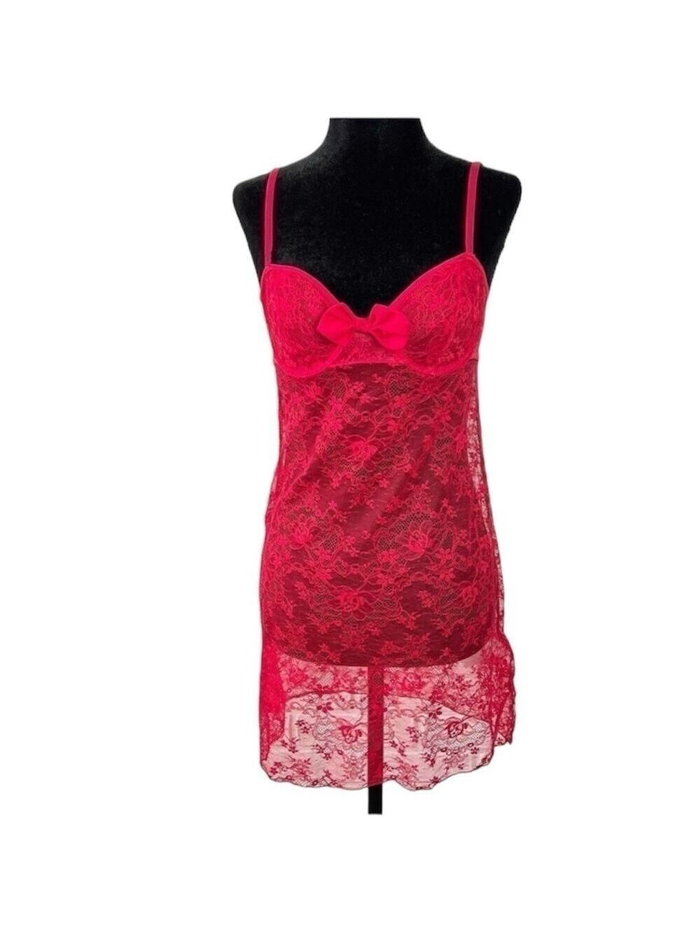 Etam Paris Red Lace Low Back Chemise Lingerie 6